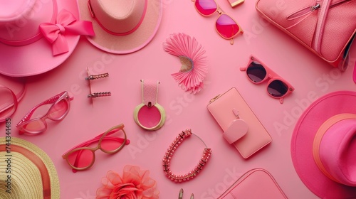 Woman fashion accessories in being color.