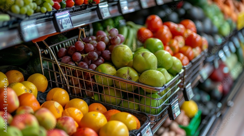 shopping cart full of vegetables