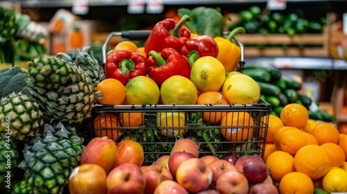 shopping cart full of vegetables