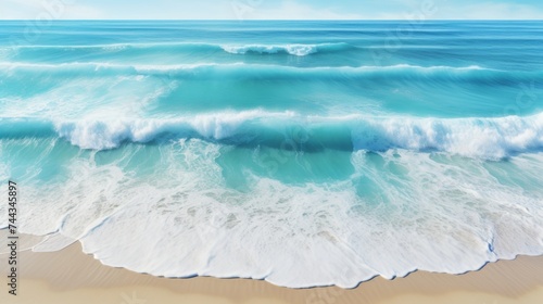 Seascape with blue sea and white sand