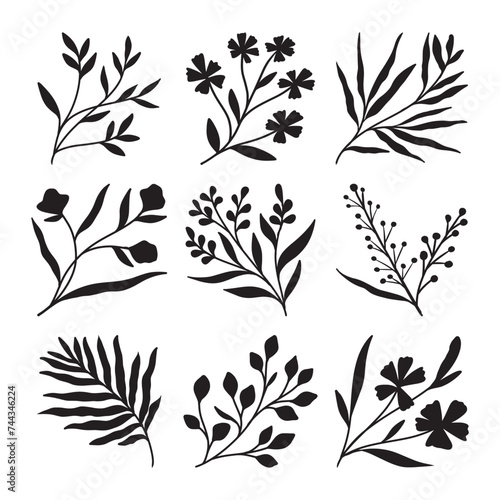 Set of branch and leaves vector 