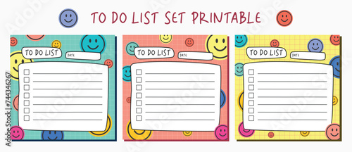 Cute to do list printable set vector illustration