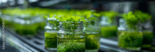 Plants Growing in Glass Containers beautiful image, Green algae in the lab biofuel technology plants growing in Glass