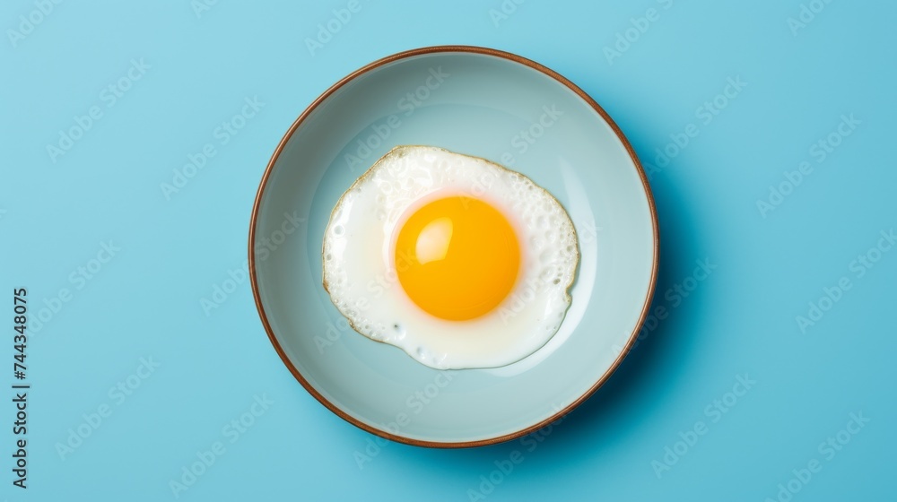 Minimalist Egg yolk in blue frying pan Minimalist Egg yolk in blue frying pan