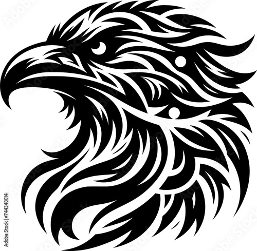 modern tribal tattoo raven, crow, abstract line art, minimalist contour. Vector
