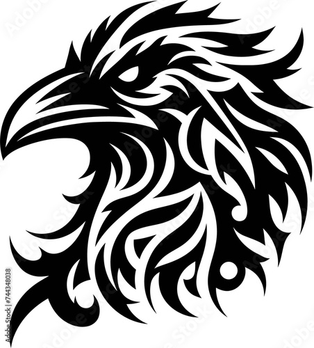 modern tribal tattoo raven, crow, abstract line art, minimalist contour. Vector 