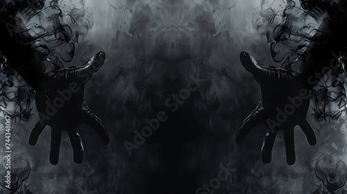 Copy space skull with smoke effect scream horror background AI Image Generative. photo
