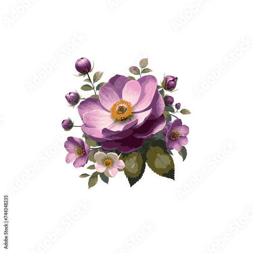 Beautiful Purple Flower Bundle Illustration