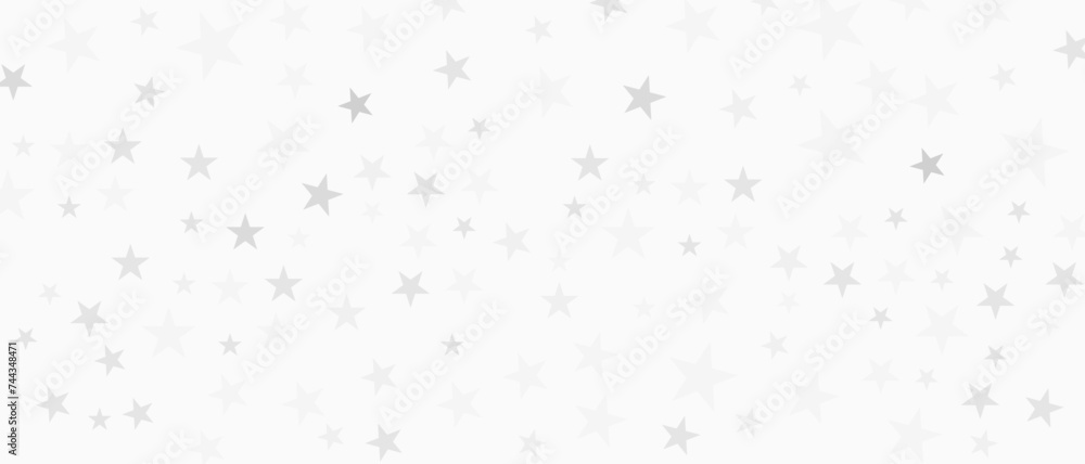 Vector light white and grey star glitter confetti background White festive texture, confetti falling isolated on white. magic shining flying stars glitter backdrop.