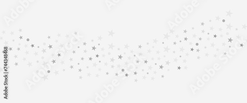 Vector light white and grey star glitter confetti background White festive texture, confetti falling isolated on white. magic shining flying stars glitter backdrop. photo