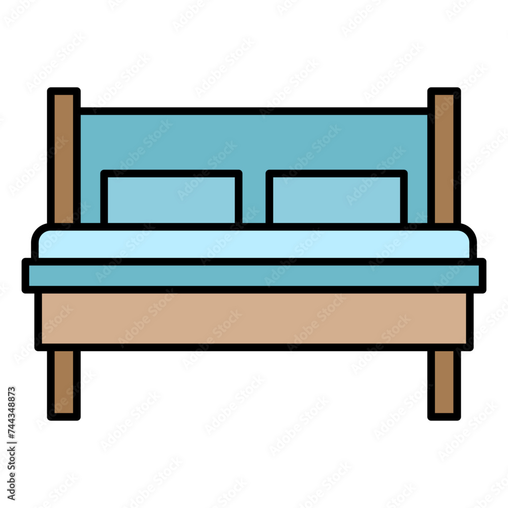 Illustration of Bed design Filled Icon Illustration of Bed design Filled Icon