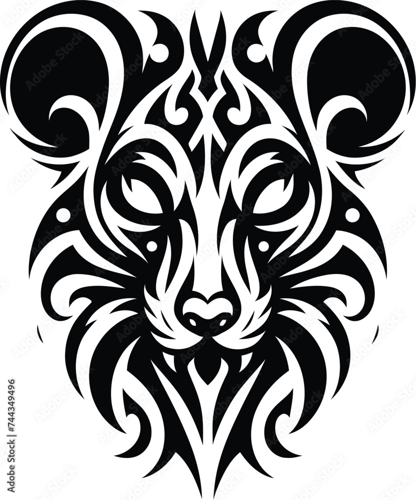 modern tribal tattoo rat, mouse, abstract line art, minimalist contour. Vector