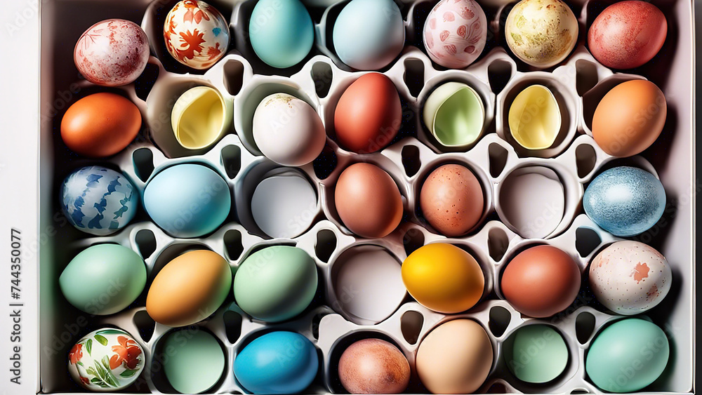 Amazing Two racks with easter eggs on table Amazing Two racks with easter eggs on table