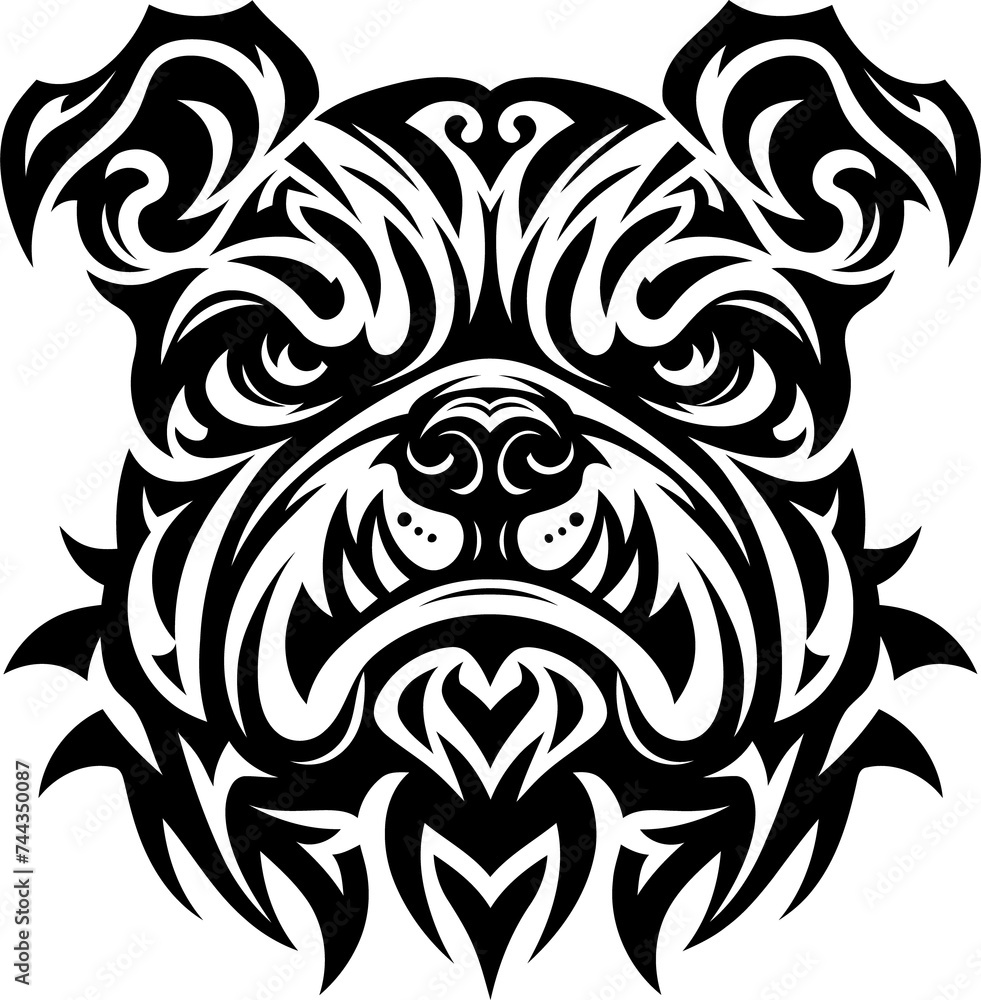 modern tribal tattoo dog, abstract line art, minimalist contour. Vector