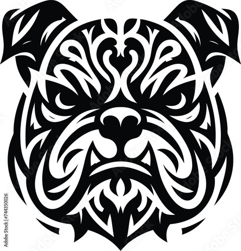 modern tribal tattoo dog, abstract line art, minimalist contour. Vector