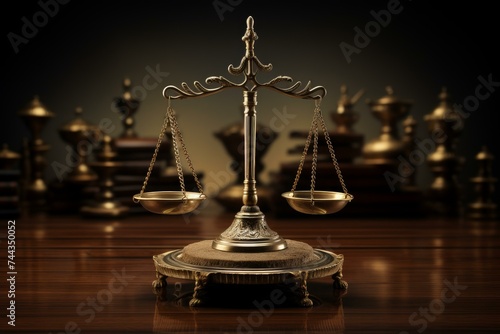 Scales justice court. Criminal system. Generate Ai