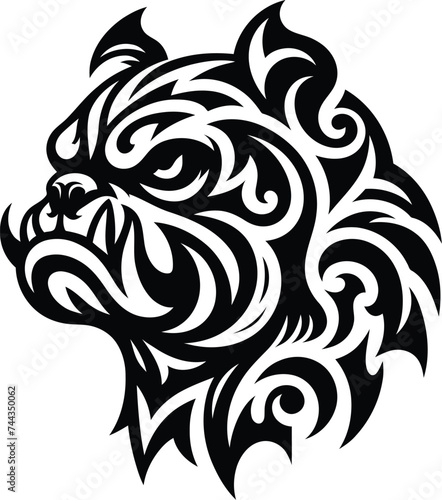 modern tribal tattoo dog, abstract line art, minimalist contour. Vector