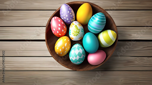 Wallpaper Mural Attractive Colorful painted Easter eggs displayed on a wooden surface, Perfect for Easter-themed Torontodigital.ca