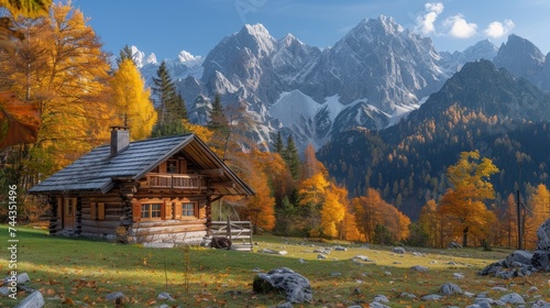 Peaceful autumn Alps mountain view. Reiteralm, Steiermark photo