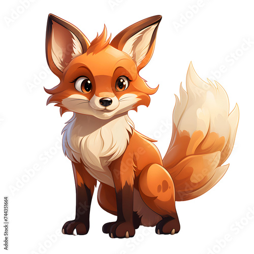 Cute Fox Cartoon Illustration Isolated on Transparent Background
