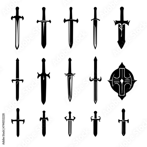 Sword icons set vector