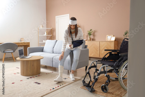 Injured young woman after a...