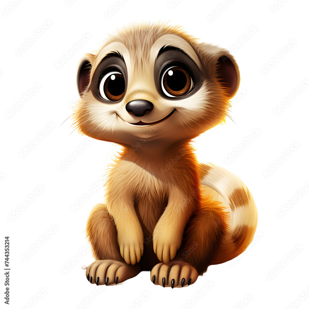 Fototapeta premium Cute Meerkat Cartoon Illustration Isolated on Transparent Background