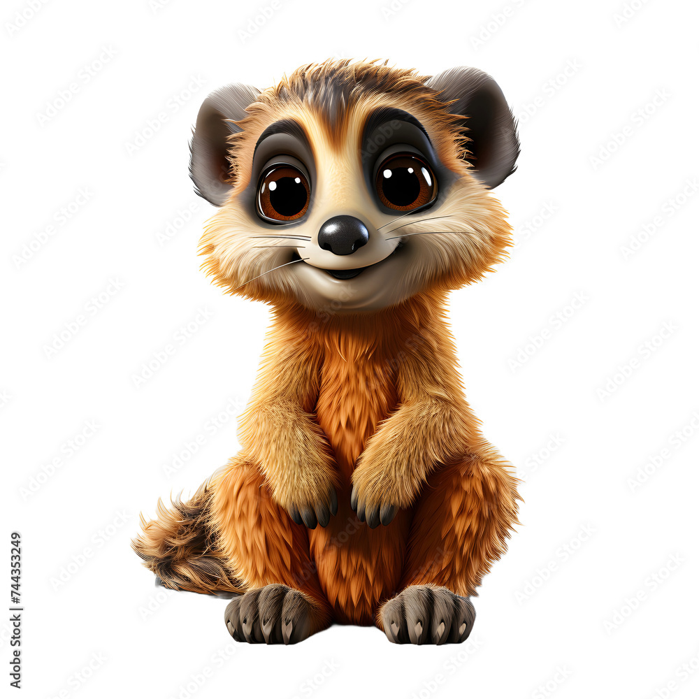 Obraz premium Cute Meerkat Cartoon Illustration Isolated on Transparent Background