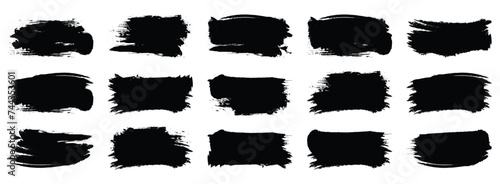 Set of grunge brush stroke. Vector collection of paint brush, ink brush isolated on transparent background - Stock vector.
