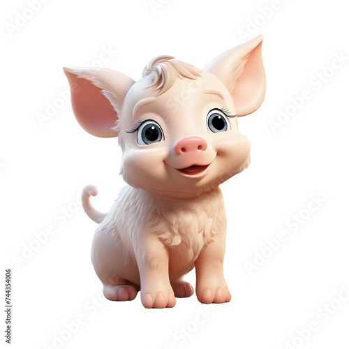 Cute Little Pig Cartoon Illustration Isolated on Transparent Background © Resdika