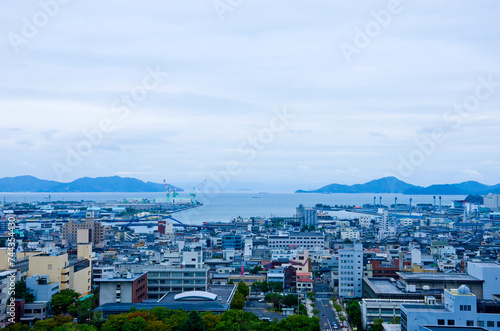 Cityscapes of Marugame bay in Kagawa prefecture  Shikoku  Japan.