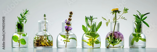 Botanical essential oils with aromatic herbs for product concept design