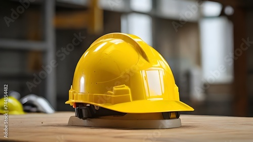 construction helmet on a site.generative ai