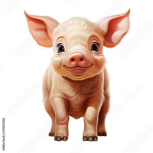 Cute Little Pig Cartoon Illustration Isolated on Transparent Background