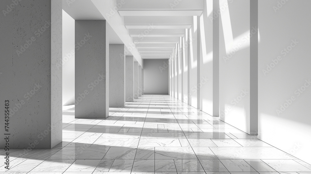 Fototapeta premium 3d render of a corridor with a seamless transition from light to dark