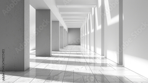 3d render of a corridor with a seamless transition from light to dark