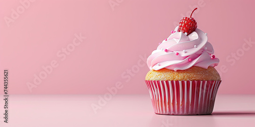 Designer cupcake with delectable sweet frosting on decadent cake