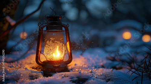 3d render of a lantern where the light freezes anything it touches encased in a flame that never burns out