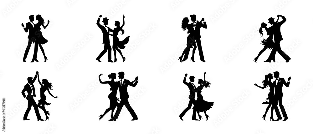 Classic Ballroom Party Dance Couple Silhouettes black filled vector Illustration Classic Ballroom Party Dance Couple Silhouettes black filled vector Illustration
