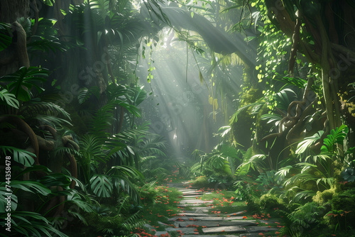 Rainforest  Sunlit leaves  sunlight jungle  nature  pathway  sunlit leaves.