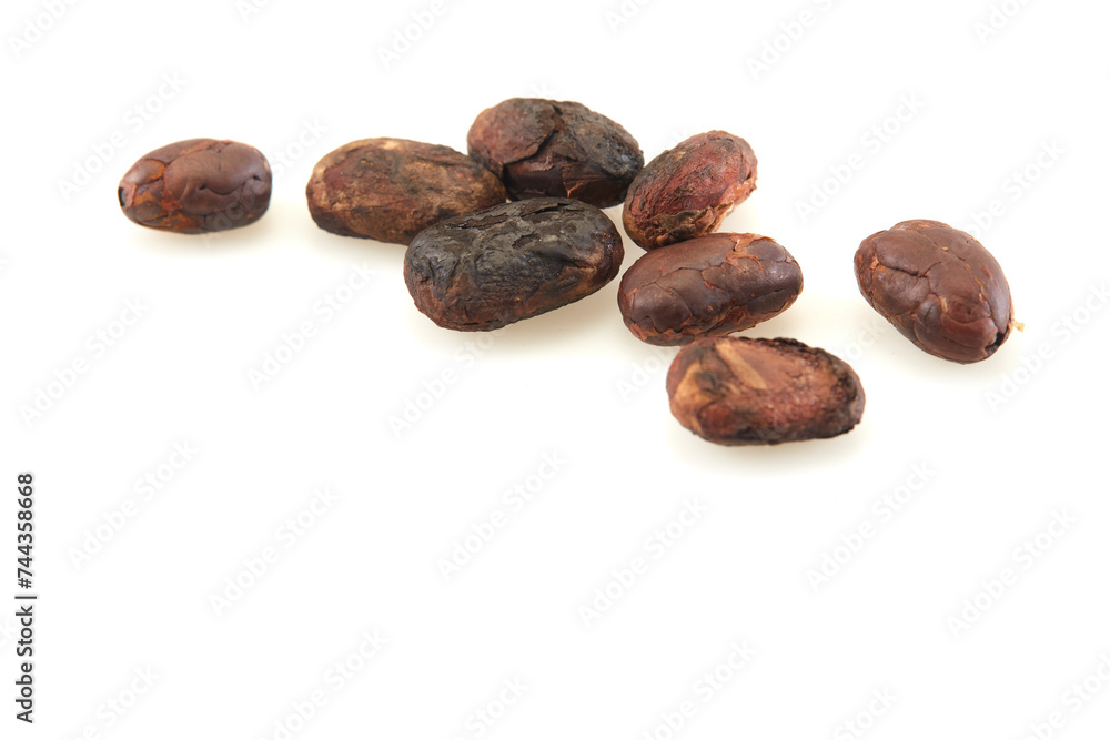 Unpeeled cocoa bean isolated on white background Unpeeled cocoa bean isolated on white background
