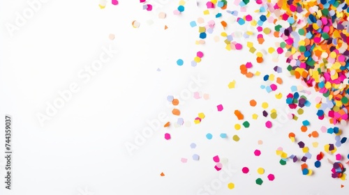 Colorful confetti on white background