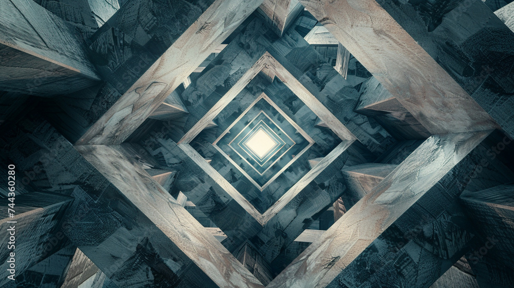 3d render of a series of interlocking geometric frames that create a sense of depth and space 3d render of a series of interlocking geometric frames that create a sense of depth and space