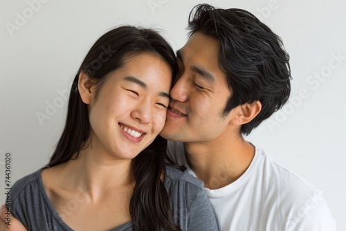 恋人同士でキスやハグをしている日本人カップル（家族・パートナー・事実婚）