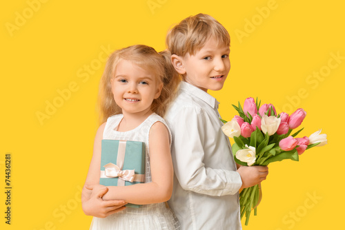 Cute little children with b...