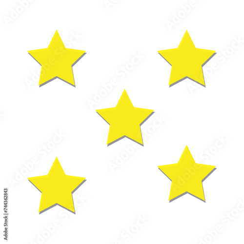 five stars. gold 5 yellow vector star isolated on transparent background  eps10