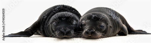 Snuggling Seal Pup, Two playful seal pups cuddling together, background image, generative AI