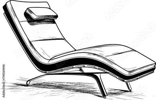 vintage cozy chaise lounge sofa, chair in hand-drawn style