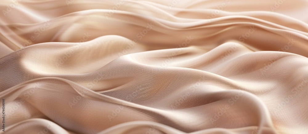 Fototapeta premium Detailed close up of luxurious beige silk fabric texture, elegant textile background