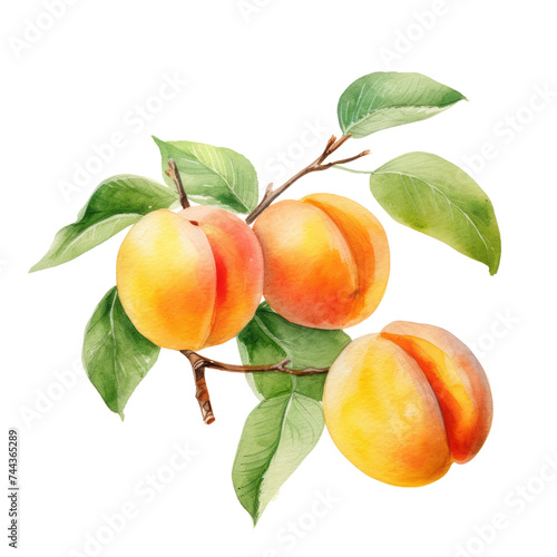 fruit - Lush. Apricot., Apricot illustration watercolor